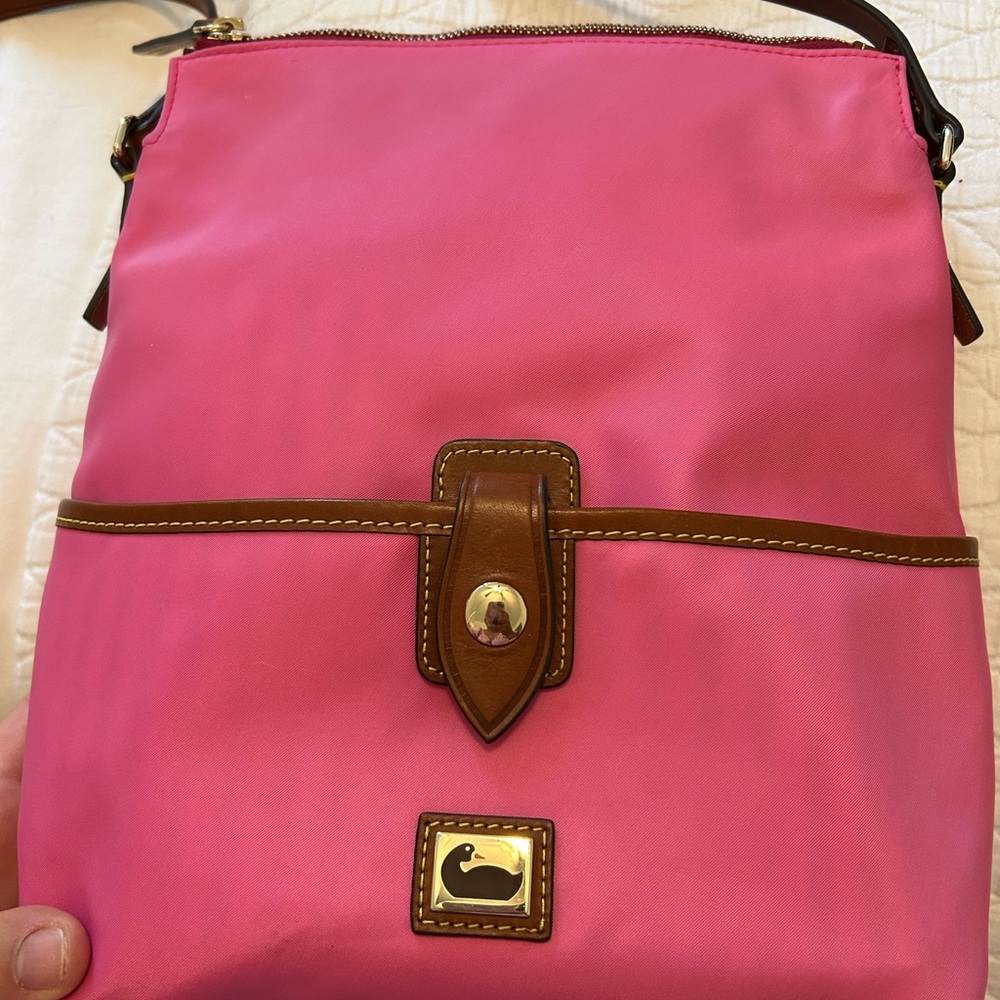 Dooney & Bourke Pink Crossbody Bag with Brown Accents